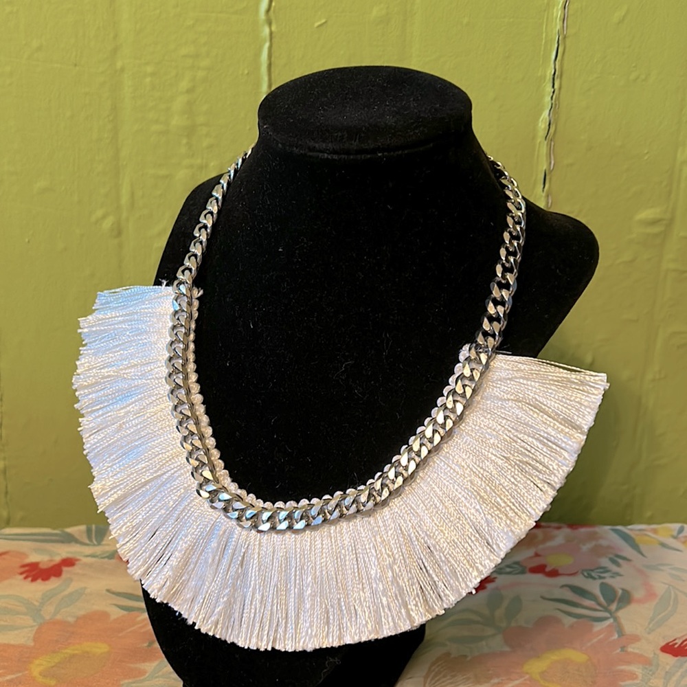 White fringe necklace